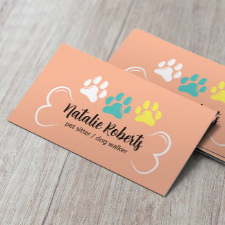 Pet Sitta Dog Walker Cute Tassar Peach Färg Visitkort