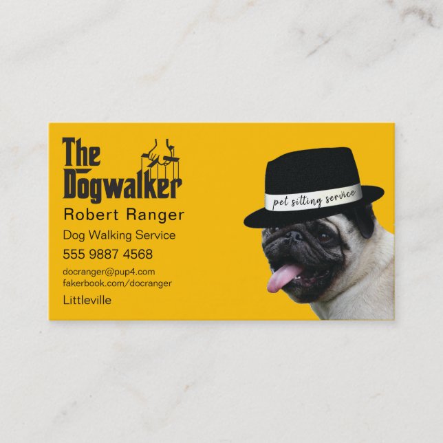 Pet Sitta 🐾 Dogfather Dog Walker Trustworthy Visitkort (Framsida)