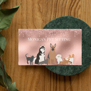 Pet Sitta Hund Cat Pet Sitta Ro guld Foil Visitkort