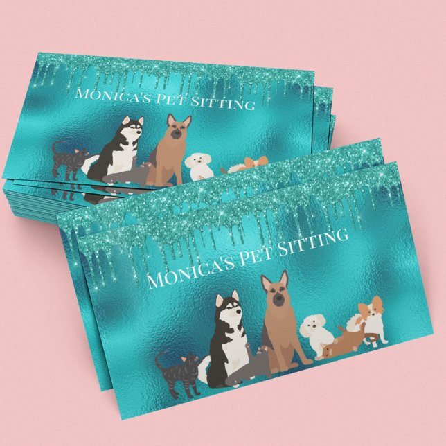 Pet Sitta Hund Cat Pet Sitta Robin's Egg Blue Visitkort (Skapare uppladdad)