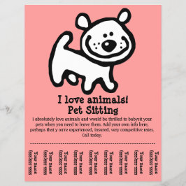 Pet Sitta, Hund Grooming, Walking, träningsflyg Reklamblad