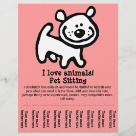 Pet Sitta, Hund Grooming, Walking, träningsflyg Reklamblad