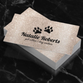 Pet Sitta Hund Logotyp Modern Guld Glitter Visitkort