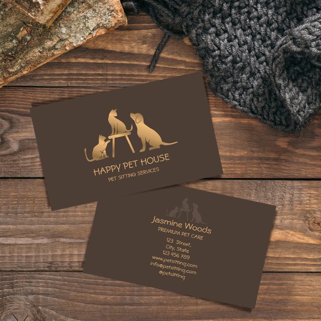 Pet Sitta Hund Walking Cat Veterinarian Business Visitkort (Skapare uppladdad)