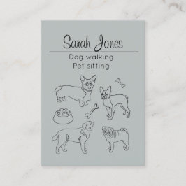 Pet Sitta Hund Walking Sitter Watercolor Visitkort