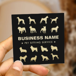 Pet Sitta Modern Black & Guld Hund Groomer Fyrkantigt Visitkort