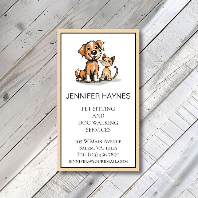 Pet Sitta Petsit Hund Walking Services Cute Visitkort (Skapare uppladdad)