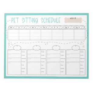 Pet Sitta Schedule Anteckningsblock