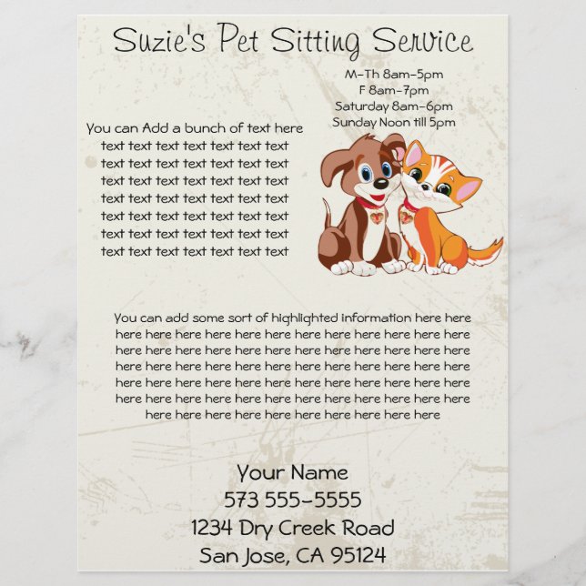 Pet Sitta Service Business Flyer (Framsidan)