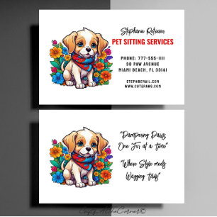 Pet Sitta Service Cute Puppy Visitkort