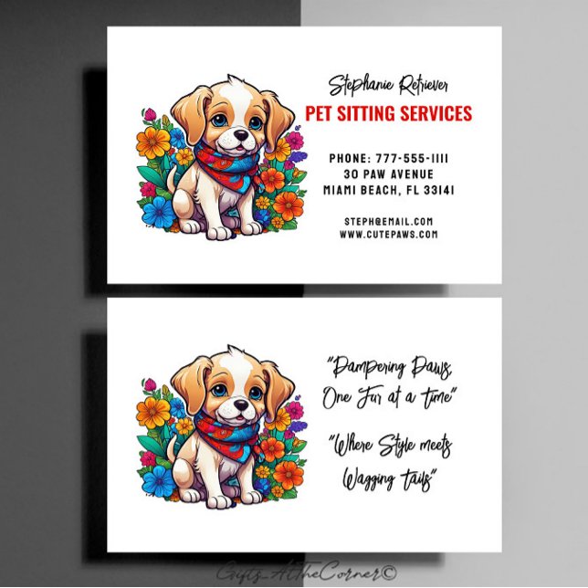 Pet Sitta Service Cute Puppy Visitkort (Skapare uppladdad)