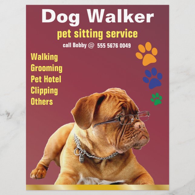 Pet Sitta Service Dog Walker Trustworthy Flyer (Framsida)