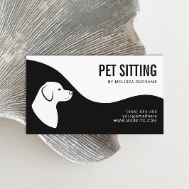 Pet Sitta Service Hund Silhouette Black and White Visitkort