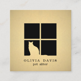 Pet Sitta Services Black och Guld Faux Metallic Fyrkantigt Visitkort
