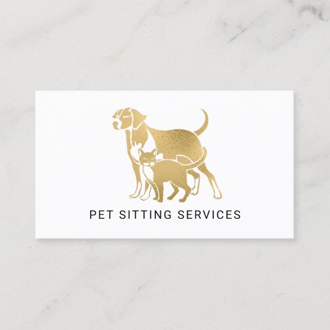 Pet Sitta Services Guld & White  Visitkort (Framsida)