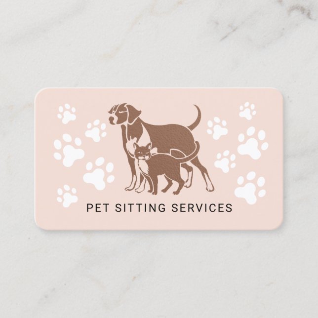 Pet Sitta Services Ro Guld och  Rosa Busine Visitkort (Framsida)