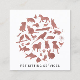 Pet Sitta Services Ro Guld & White Fyrkantigt Visitkort