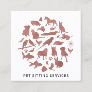 Pet Sitta Services Ro Guld & White Fyrkantigt Visitkort