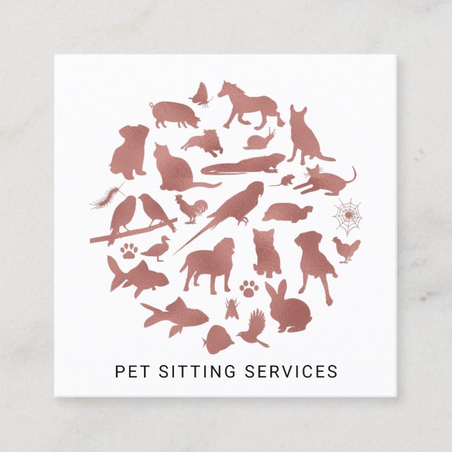 Pet Sitta Services Ro Guld & White Fyrkantigt Visitkort (Framsida)
