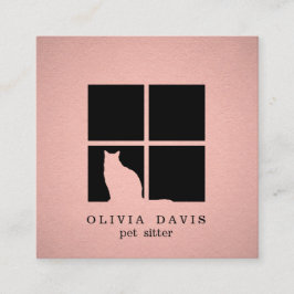 Pet Sitta Services Rosa ros Guld Faux Metallic Fyrkantigt Visitkort