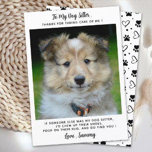 Pet Sitter Anpassningsbar Hund Puppy Photo Funny T Kort