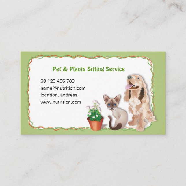 Pet Sitter Business Card. Dog & Cat care Service Visitkort (Framsida)