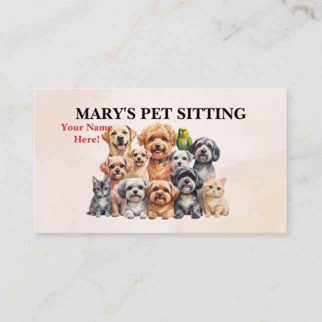 Pet Sitter Business Card Dog Walker Visitkort (Baksida)