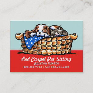 Pet Sitter Care Business CKCS w/ Cat Cherry Visitkort