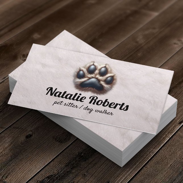 Pet Sitter Cute Hårig Paw Print Dog Walker Visitkort (Skapare uppladdad)