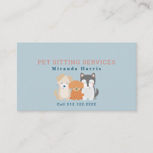 Pet Sitter Dog Walker Blue Visitkort