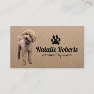 Pet Sitter Dog Walker Cute Pudel Rustic Kraft Visitkort