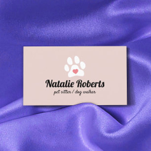 Pet Sitter Dog Walker Cute Rosa Tass Heart Visitkort