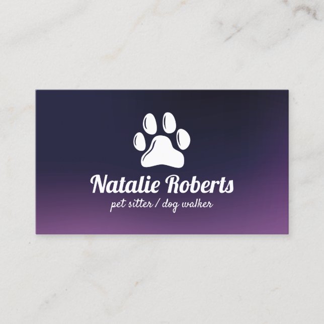 Pet Sitter Dog Walker Cute Tass Logotyp Lila Visitkort (Framsida)