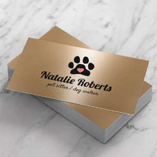 Pet Sitter Dog Walker Tass Heart Modern Guld Visitkort