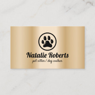 Pet Sitter Dog Walker Tass Logotyp Modern Guld Visitkort