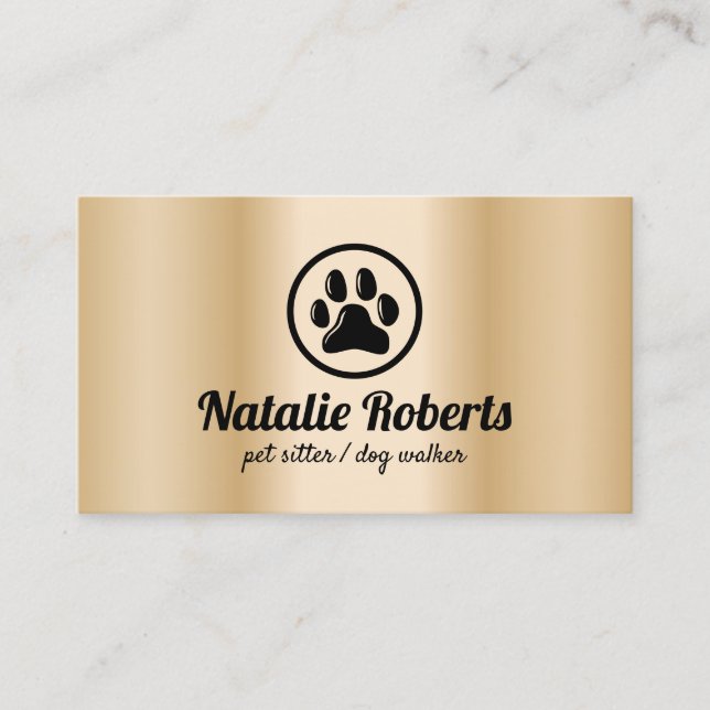 Pet Sitter Dog Walker Tass Logotyp Modern Guld Visitkort (Framsida)