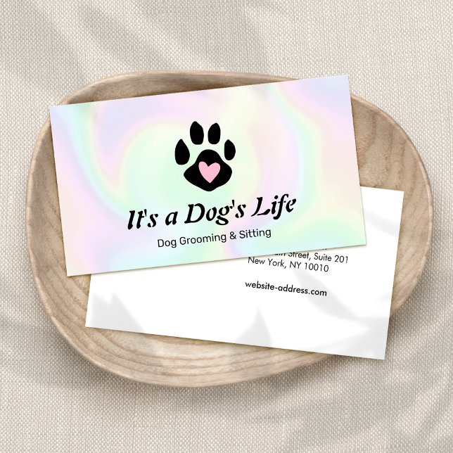 Pet Sitter & Groomer Hund Heart Tass Hologragrafi Visitkort (Skapare uppladdad)