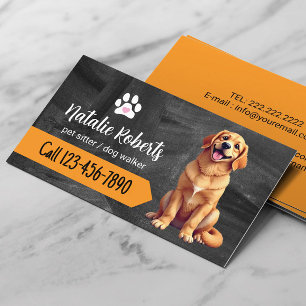 Pet Sitter Hund Walking Chalkboard Golden Retrieve Visitkort