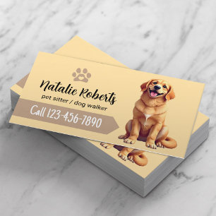 Pet Sitter Hund Walking Cute Golden Retriever Visitkort