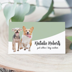 Pet Sitter Hund Walking Pet Boutique Sage Grönt Visitkort