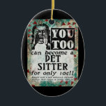 Pet Sitter - Lustigt Vintage Retro Julgransprydnad Keramik<br><div class="desc">Sällsynt webbplatsreklam för vintage i turkos,  akvarier,  rött och svart. Arty,  lustigt,  färglöst och roligt,  det är en underbar gåva och kommer säkert att ge mottagaren leenden och skratt.</div>
