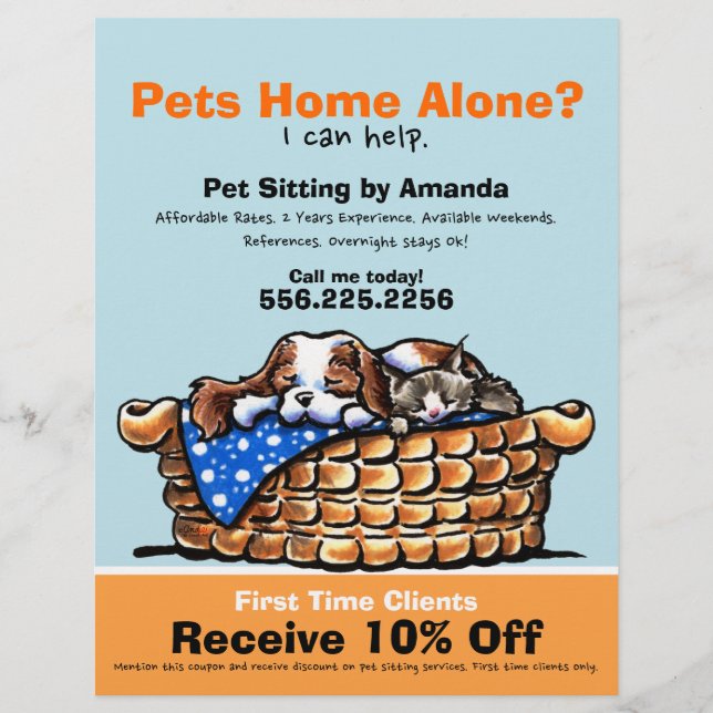 Pet Sitter Sitta Ad Coupon CKCS/kitten Reklamblad (Framsidan)