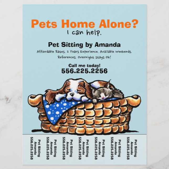 Pet Sitter Sitta Personlig Tear Lakan Reklamblad (Framsidan)