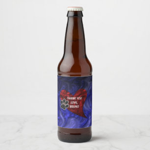 Pet Sitter Tack Paw Skriv ut hjärtvärdering Ölflaska Etikett