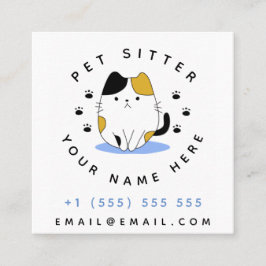 Pet Sitter Walker Cute Adsible Cat Animal Hotel Fyrkantigt Visitkort