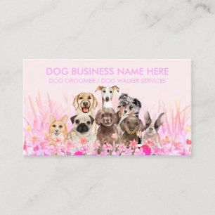 Pet Sitter Walker hund rosa-blommor Visitkort