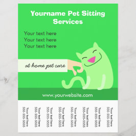 Pet Sitters Cat Flyer-grönt Reklamblad