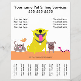 Pet Sitters Flyer med märkre-hund, katt, fågel, or