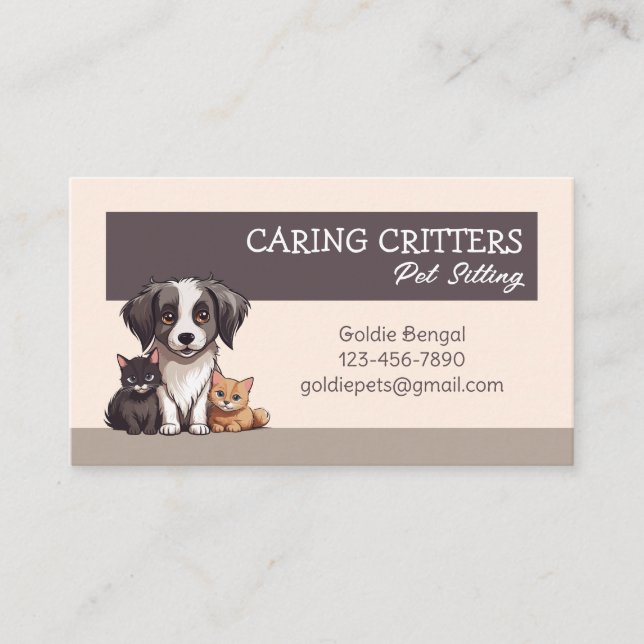 Pet Sitting Business Card Visitkort (Framsida)