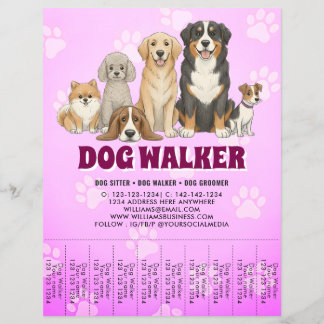 Pet Sitting Dog Walker Promotional Vibrant Pink Reklamblad